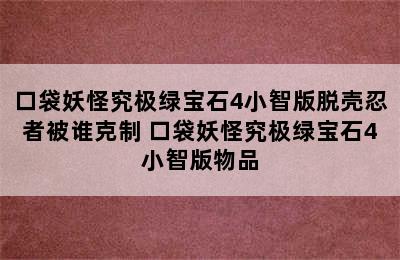 口袋妖怪究极绿宝石4小智版脱壳忍者被谁克制 口袋妖怪究极绿宝石4小智版物品